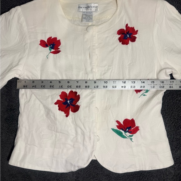 Vintage White Floral Button-Up Blouse - Picture 6 of 7